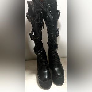 Dollskill black chunky platform knee high boot 6